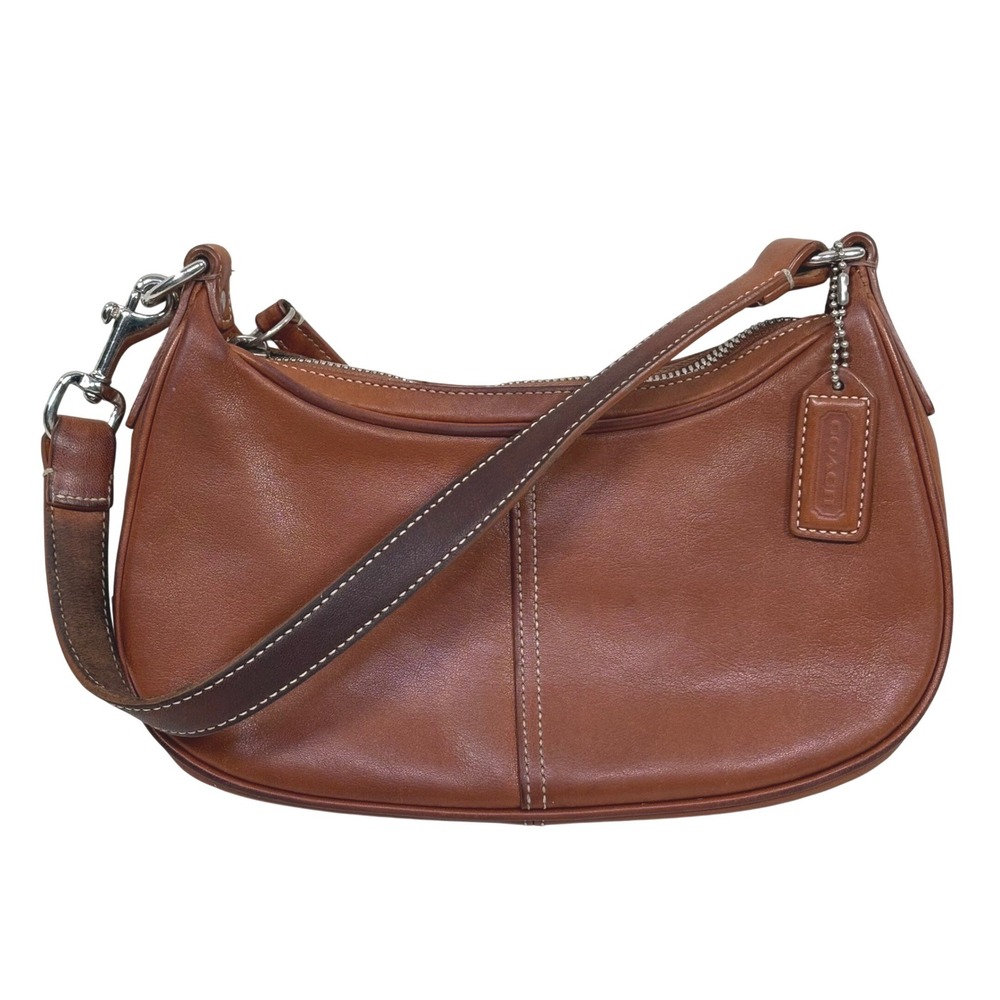 Coach Brown Leather Shoulder Bag with Dark Brown Strap